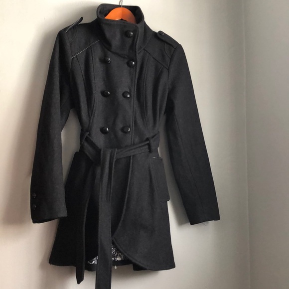 Guess Dark Gray Wool Military Style Jacket - Picture 2 of 8